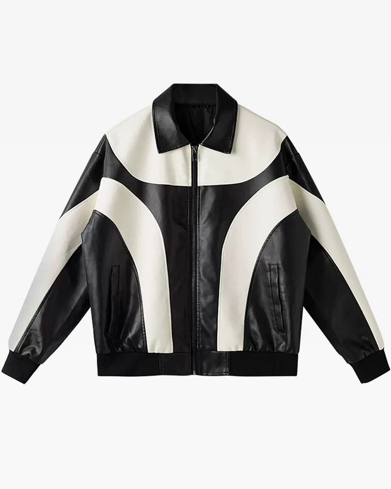 Y2K Grunge Black And White Leather Jacket - Retro 90S Fashion, Summer Y2K Outfits