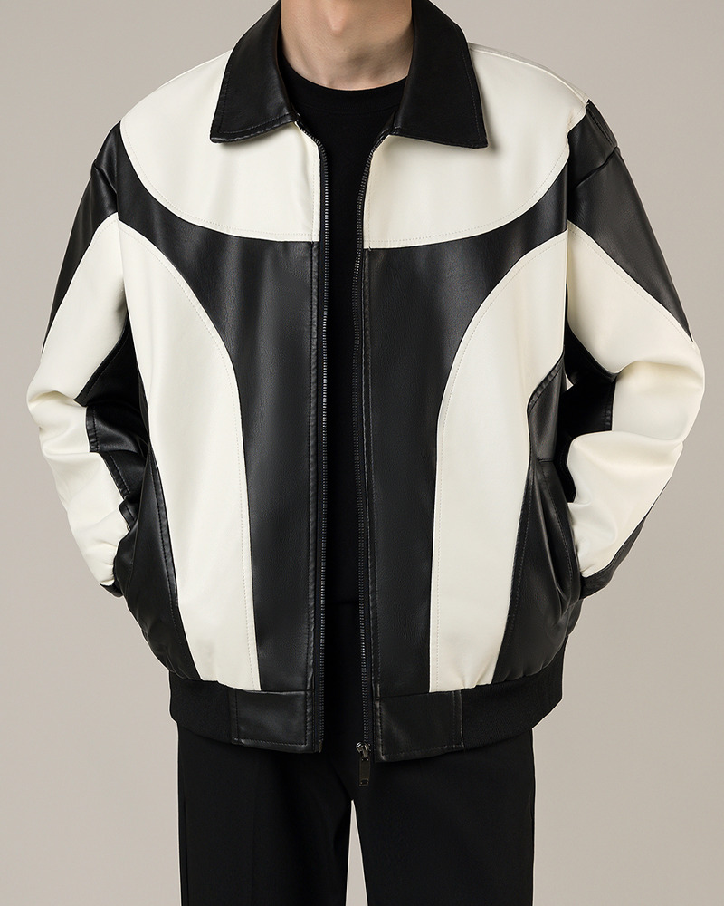 Y2K Grunge Black And White Leather Jacket - Retro 90S Fashion, Summer Y2K Outfits