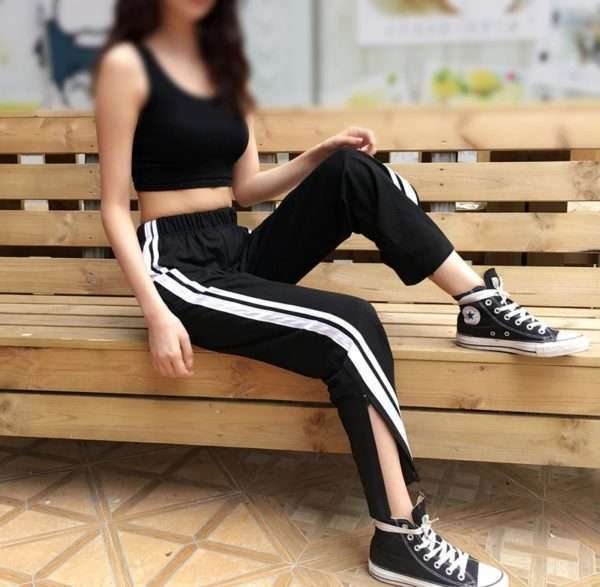 Y2K Grunge Black Ankle Cut Elastic Pants - Retro 90S Aesthetic Summer Outfit
