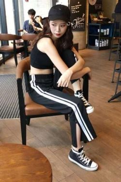 Y2K Grunge Black Ankle Cut Elastic Pants - Retro 90S Aesthetic Summer Outfit
