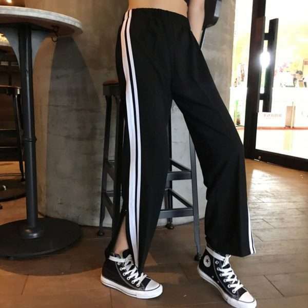 Y2K Grunge Black Ankle Cut Elastic Pants - Retro 90S Aesthetic Summer Outfit