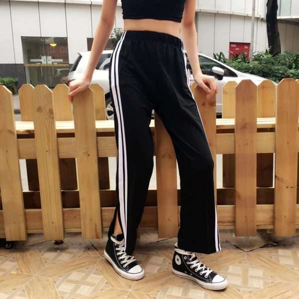 Y2K Grunge Black Ankle Cut Elastic Pants - Retro 90S Aesthetic Summer Outfit