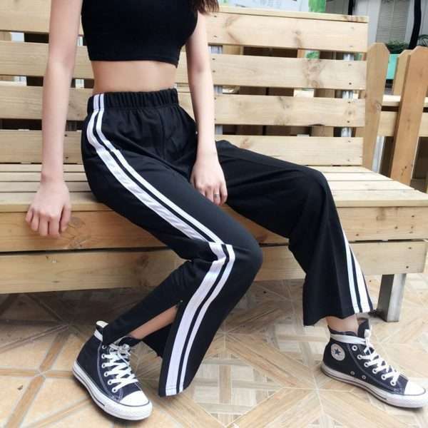 Y2K Grunge Black Ankle Cut Elastic Pants - Retro 90S Aesthetic Summer Outfit
