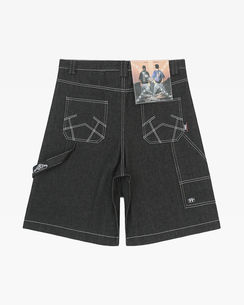 Y2K Grunge Black Baggy Shorts - 90S Retro Summer Outfit, Y2K Club & Party Fashion
