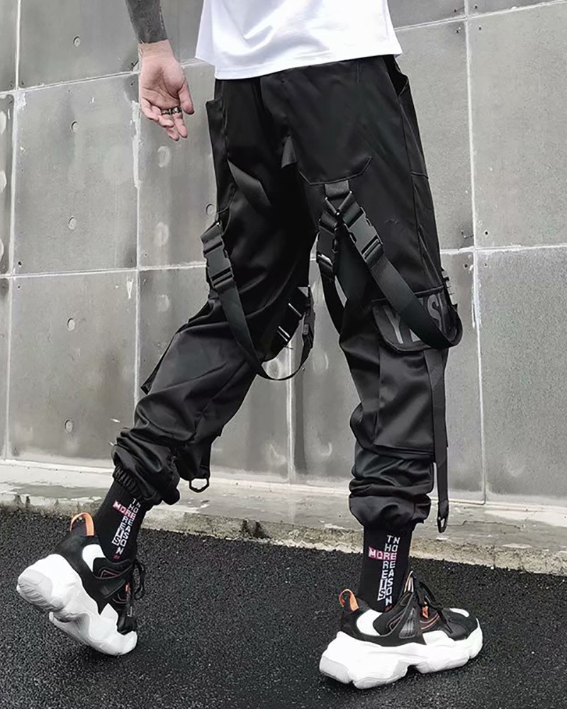 Y2K Grunge Black Cargo Pants - Retro 90S Streetwear, Summer Y2K Outfits, Gothic Y2K Fashion