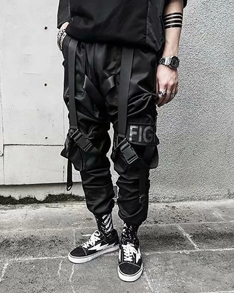 Y2K Grunge Black Cargo Pants - Retro 90S Streetwear, Summer Y2K Outfits, Gothic Y2K Fashion