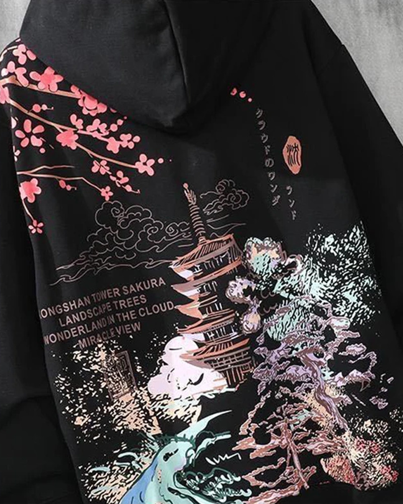 Y2K Grunge Black Japanese Hoodie - Retro 90S Fashion, Summer Y2K Outfits, Gothic Y2K Style