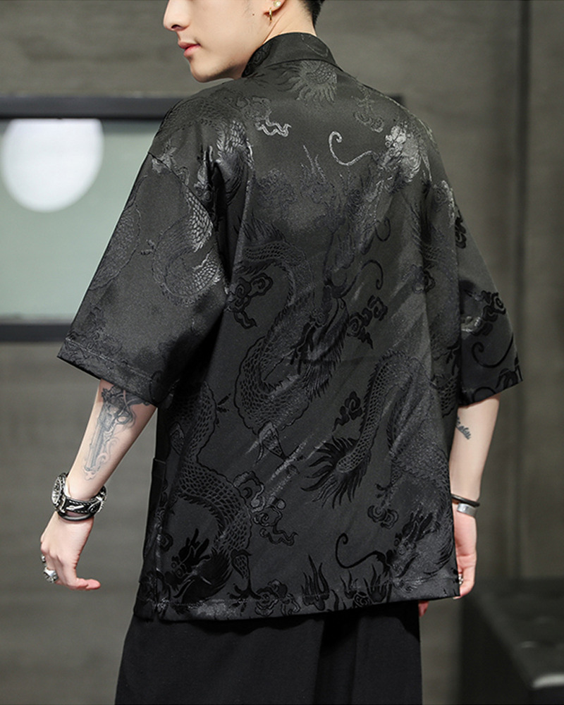 Y2K Grunge Black Kimono Jacket - Retro 90S Fashion, Gothic Y2K, Summer Y2K Outfits
