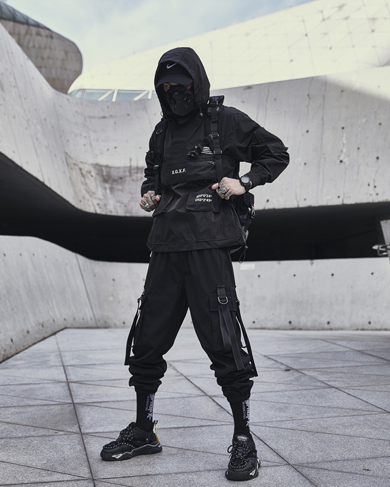 Y2K Grunge Black Techwear Jacket - 90S Fashion, Retro Style, Gothic Y2K, Summer Y2K Outfits