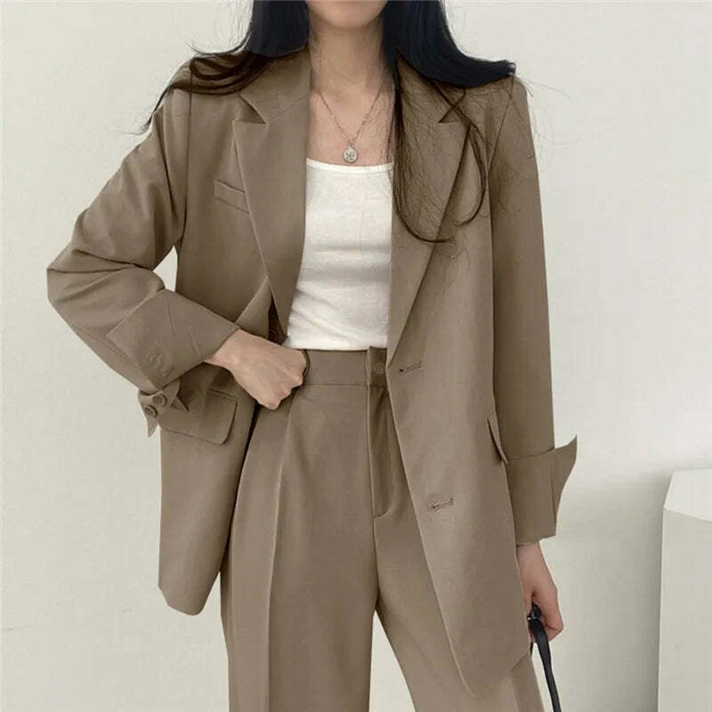 Y2K Grunge Blazer Pant Set - Retro 90S Fashion Long Sleeve 2-Piece Outfit For Women