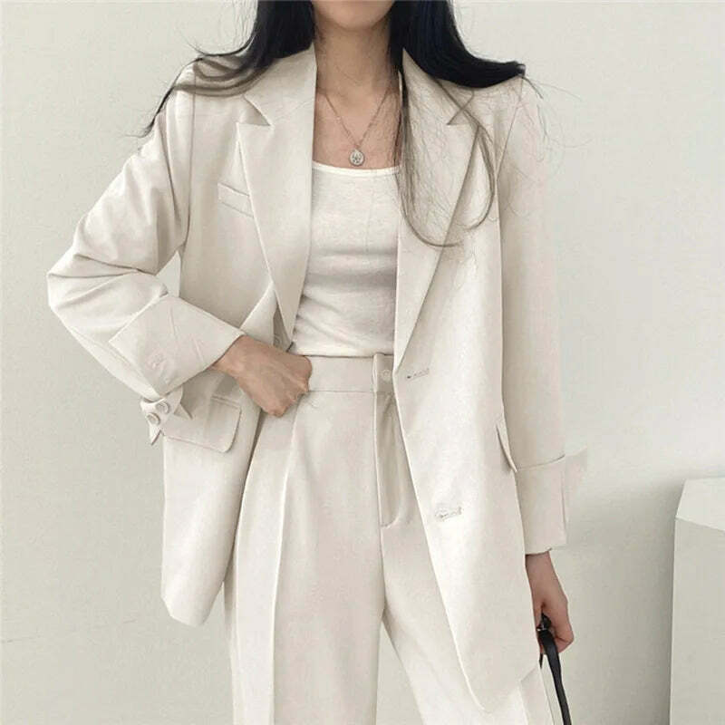 Y2K Grunge Blazer Pant Set - Retro 90S Fashion Long Sleeve 2-Piece Outfit For Women