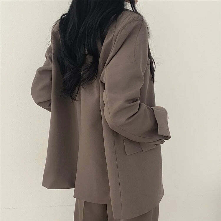 Y2K Grunge Blazer Pant Set - Retro 90S Fashion Long Sleeve 2-Piece Outfit For Women