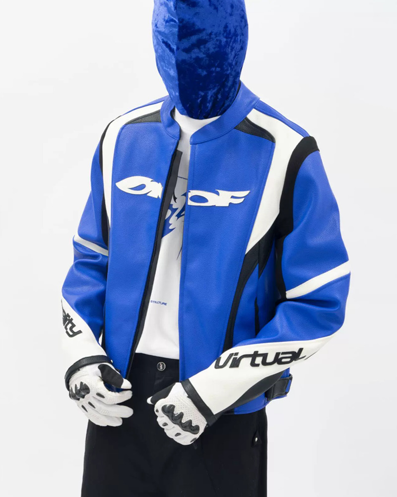 Y2K Grunge Blue Racing Jacket - 90S Retro Summer Outfit, Y2K Club & Party Fashion