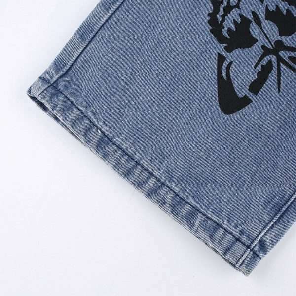 Y2K Grunge Butterfly Pattern Jeans - 90S Fashion, Retro Style, Y2K Summer Outfits
