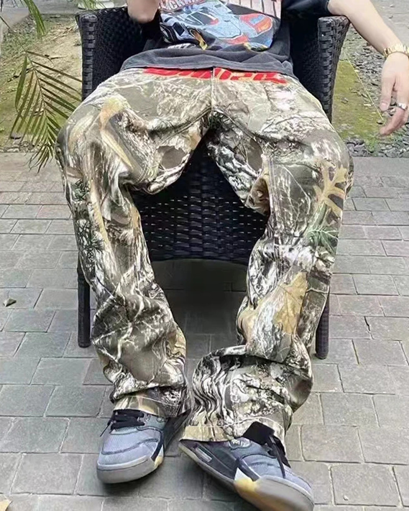 Y2K Grunge Camo Cargo Pants - 90S Retro Style, Summer Y2K Outfits, Hip Hop Fashion