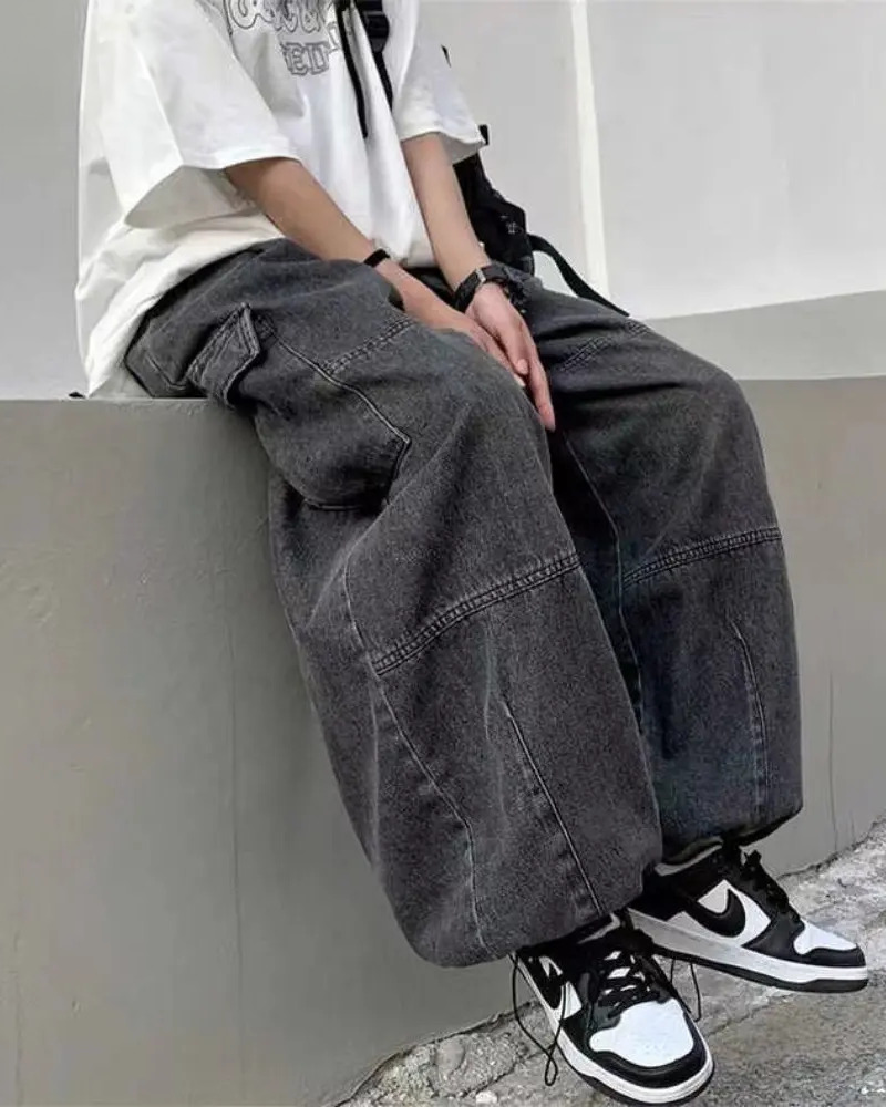 Y2K Grunge Cargo Baggy Jeans - 90S Retro Summer Outfit, Y2K Fashion, Gothic Y2K Style