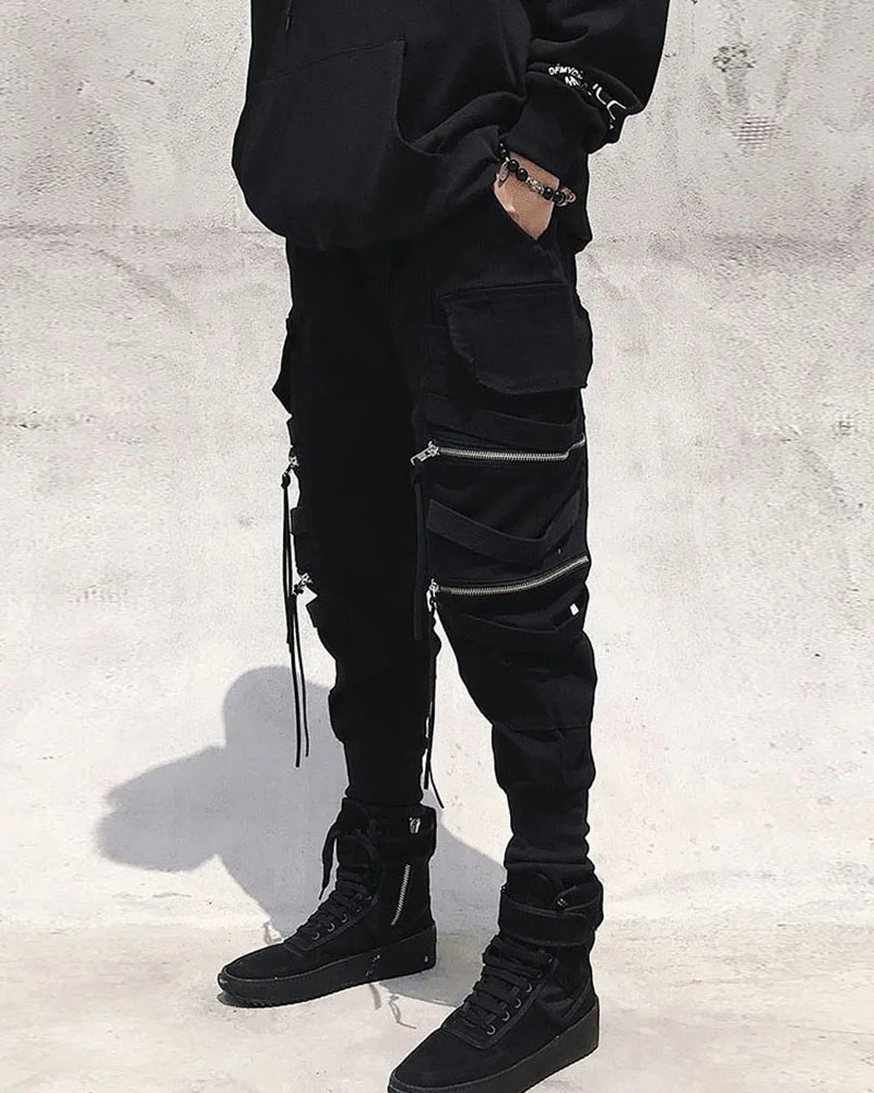 Y2K Grunge Cargo Pants With Zip Pockets - 90S Retro Summer Outfit For Women