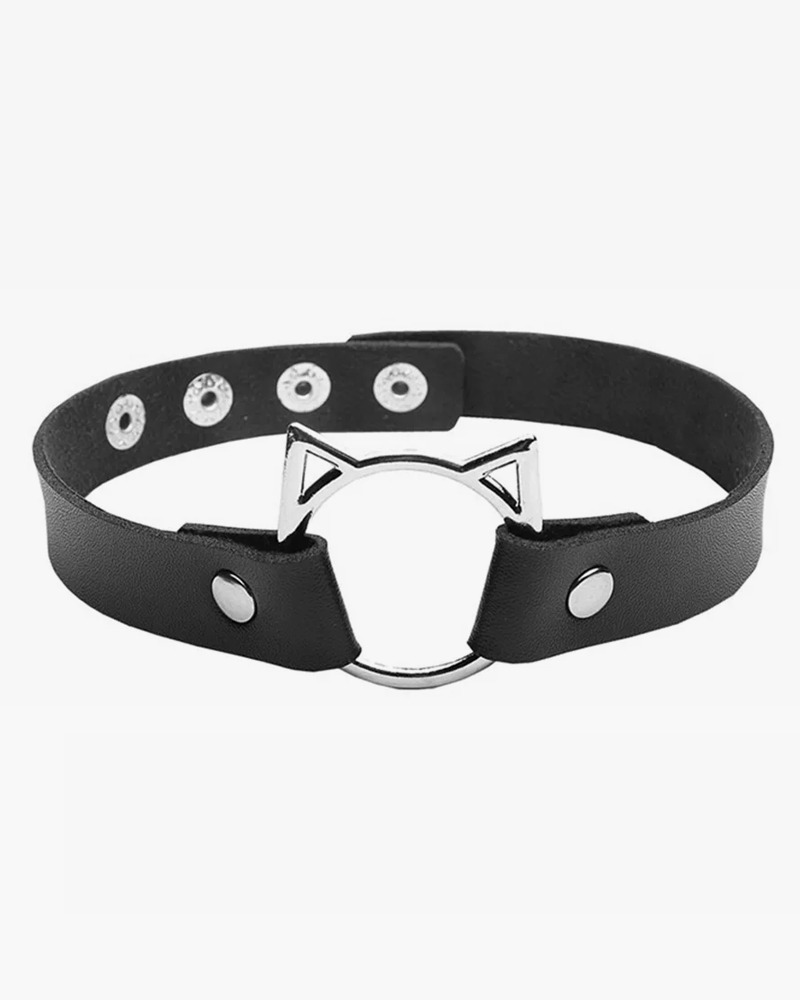 Y2K Grunge Cat Choker Necklace - Retro 90S Fashion, Gothic Y2K, Pastel Goth, Y2K Popstar