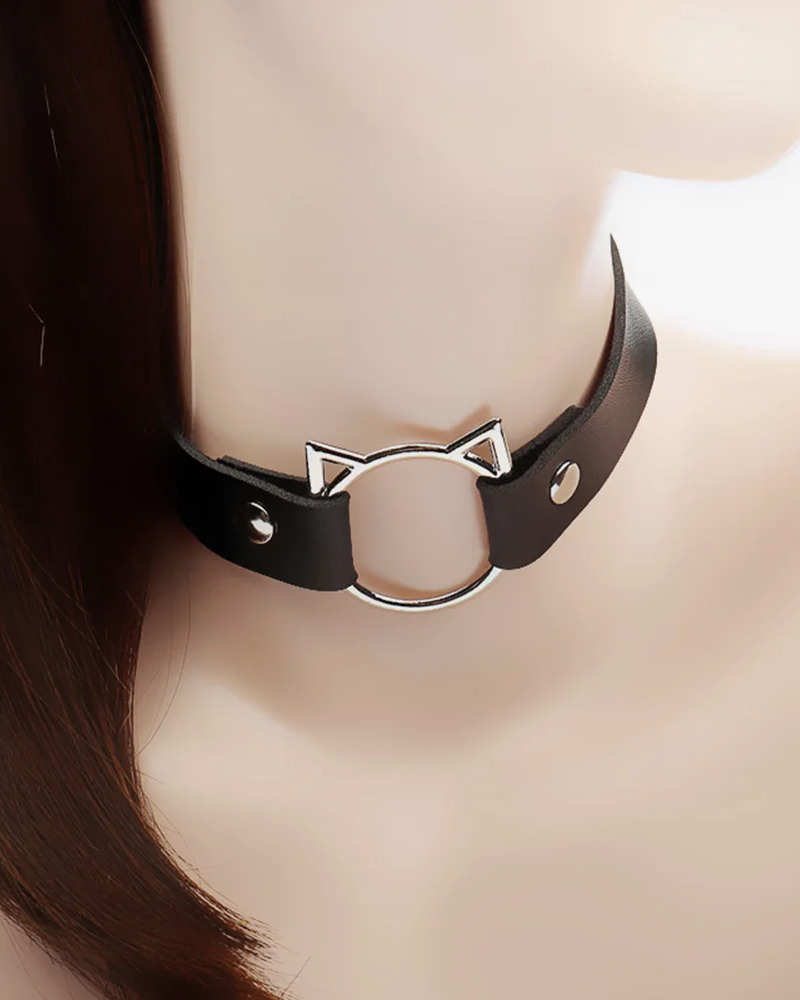 Y2K Grunge Cat Choker Necklace - Retro 90S Fashion, Gothic Y2K, Pastel Goth, Y2K Popstar