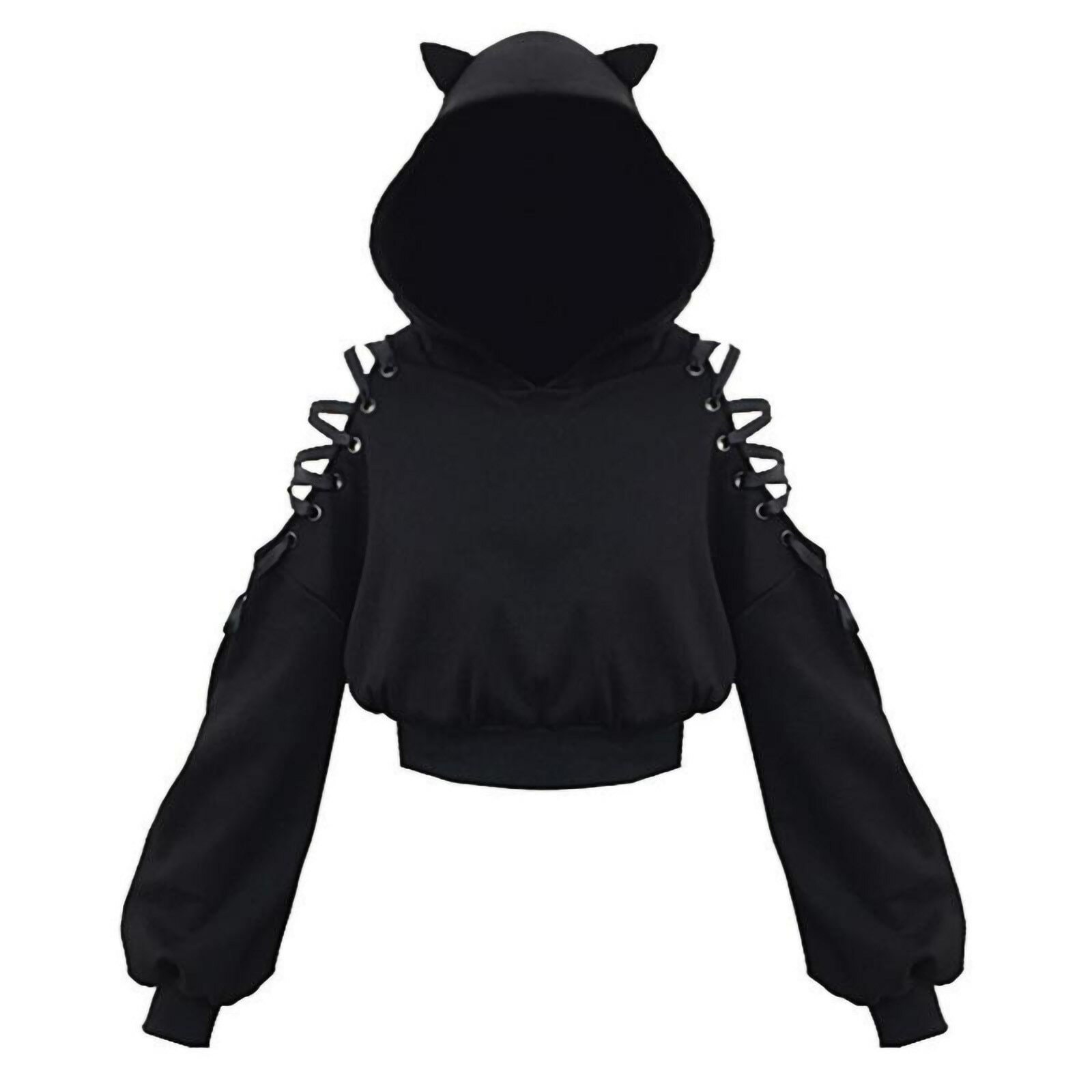 Y2K Grunge Cat Ear Hoodie - Retro 90S Fashion, Gothic Y2K, Summer Y2K Outfits