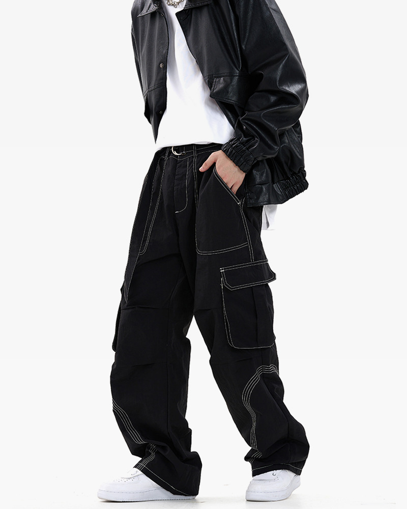 Y2K Grunge Contrast Stitch Jeans - 90S Retro Summer Outfit, Y2K Club & Party Fashion