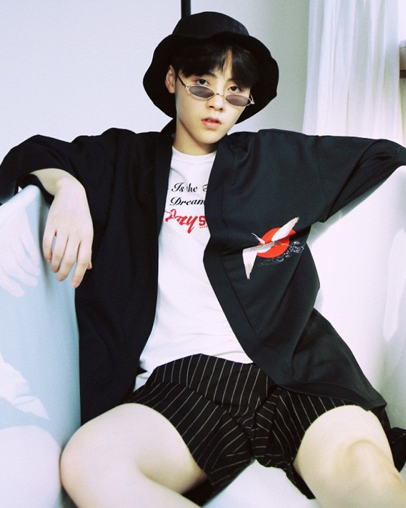 Y2K Grunge Crane Kimono Jacket - Retro 90S Summer Outfit, Pastel Goth, Y2K Fashion Staple