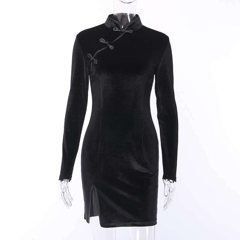 Y2K Grunge Dark Solid Vintage Dress - 90S Fashion, Retro Style, Y2K Summer & Party Outfits