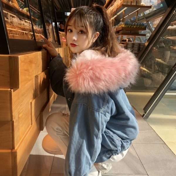Y2K Grunge Denim Fur Jacket - 90S Fashion, Retro Style, Y2K Summer Outfits, Y2K Club Look