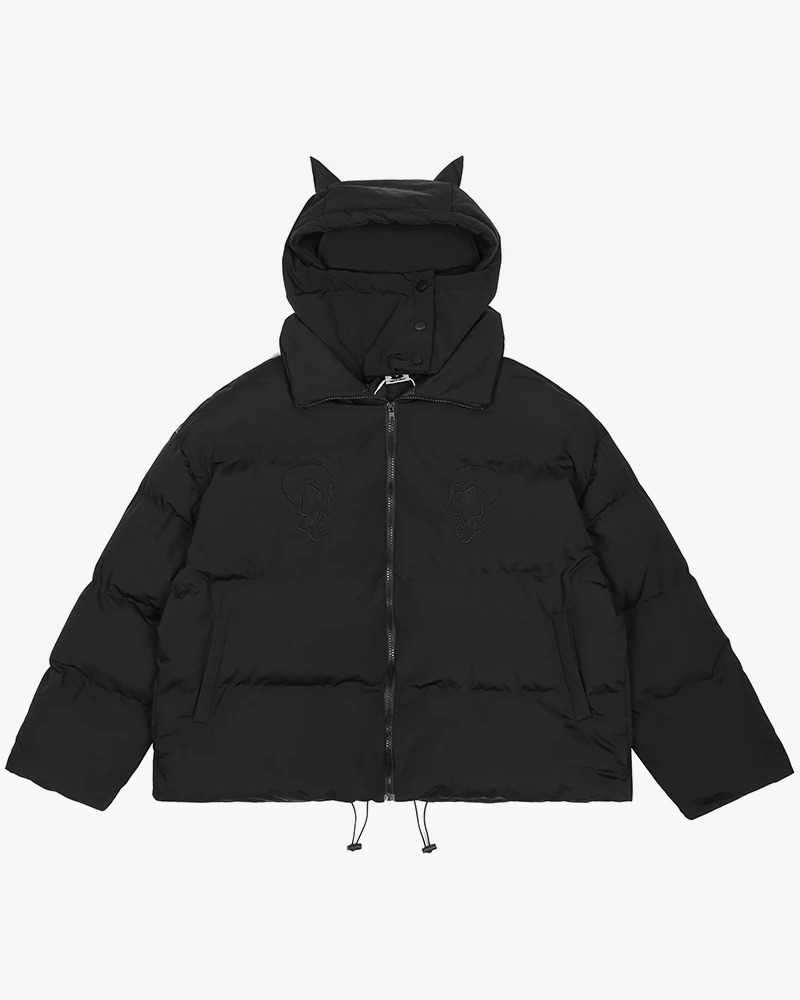 Y2K Grunge Devil Puffer Jacket - Retro 90S Fashion, Summer Outfits, And Club Party Style