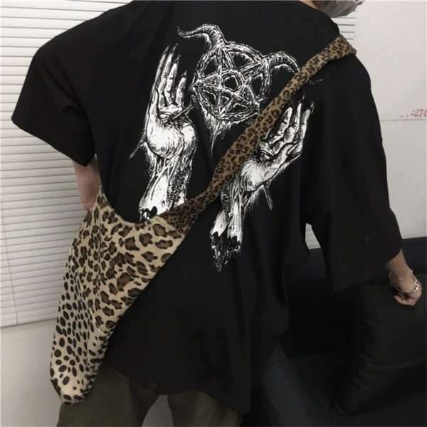 Y2K Grunge Devil Star Print Loose T-Shirt - Retro 90S Summer Outfit, Pastel Goth Style