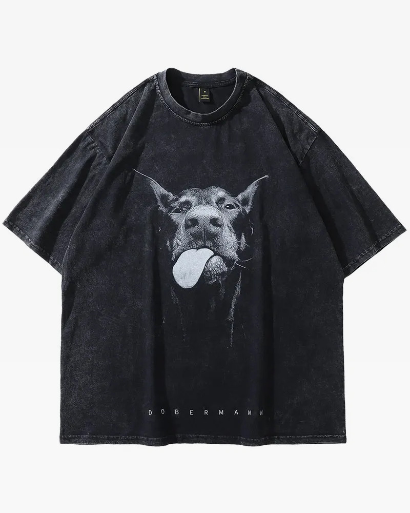 Y2K Grunge Doberman T-Shirt - Retro 90S Fashion, Summer Y2K Outfits, Gothic Y2K Style