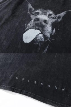 Y2K Grunge Doberman T-Shirt - Retro 90S Fashion, Summer Y2K Outfits, Gothic Y2K Style