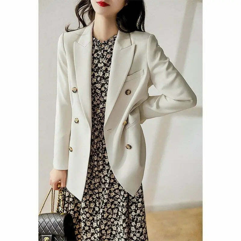Y2K Grunge Double-Breasted Trench Coat - Retro 90S Fashion, Summer Office Lady French Jacket