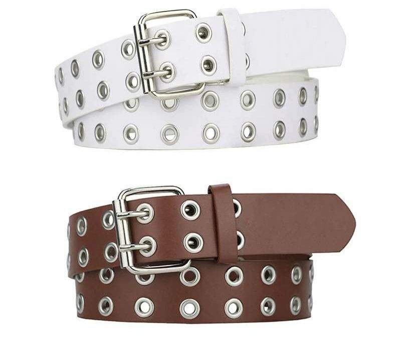 Y2K Grunge Double Pin Buckle Belt - Retro 90S Fashion, Gothic Y2K, Pastel Goth Accessory