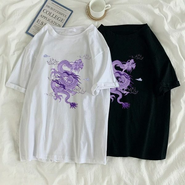 Y2K Grunge Dragon Aesthetic T-Shirt - 90S Retro Summer Outfit, Y2K Fashion Top
