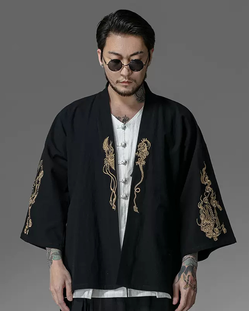 Y2K Grunge Embroidered Kimono Cardigan - Retro 90S Summer Outfit, Pastel Goth Style