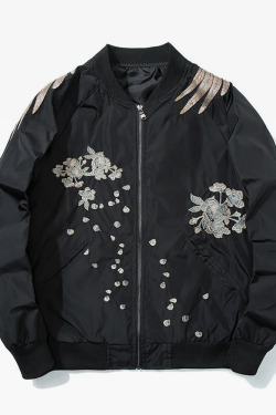 Y2K Grunge Embroidered Phoenix Bomber Jacket - Retro 90S Fashion, Summer & Party Outfits