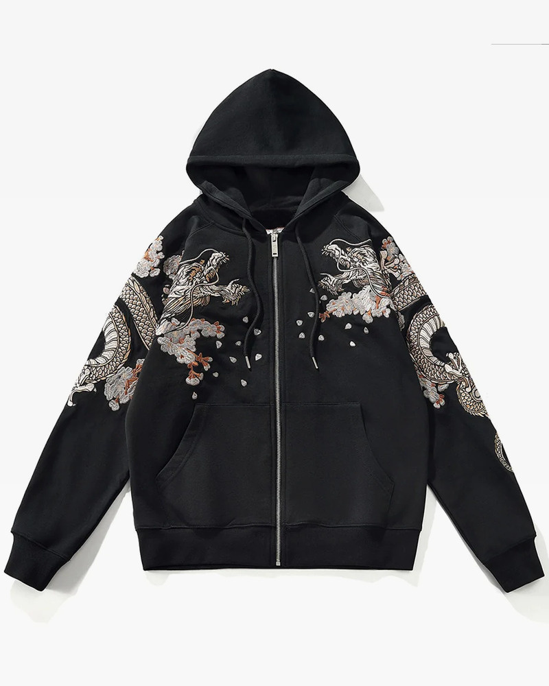 Y2K Grunge Embroidered Zip Up Jacket - 90S Fashion, Retro Style, Summer Y2K Outfits