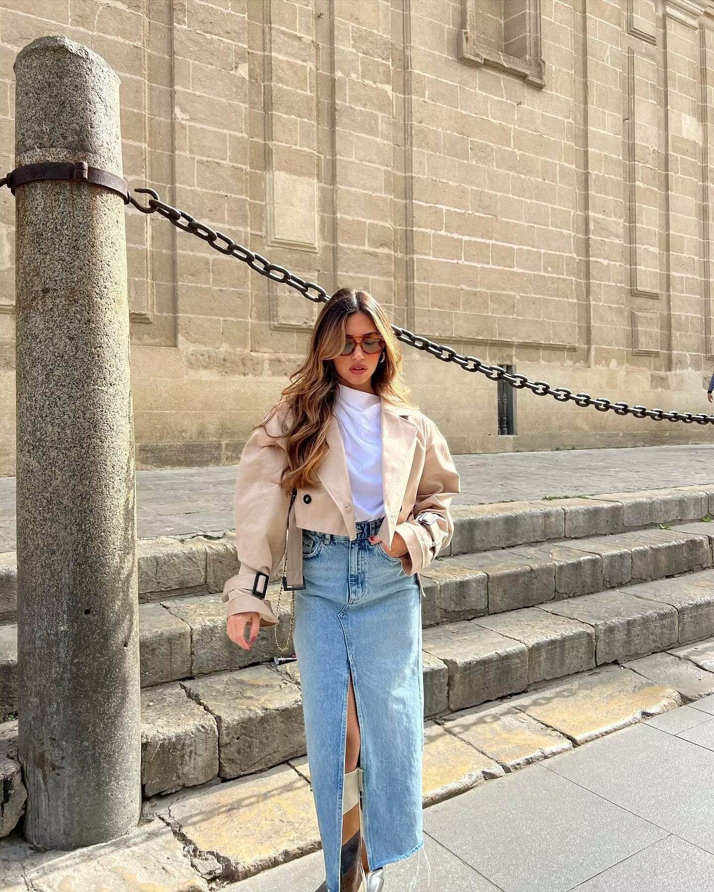Y2K Grunge Estelle Cropped Trench Coat - Retro 90S Fashion, Summer & Party Outfits