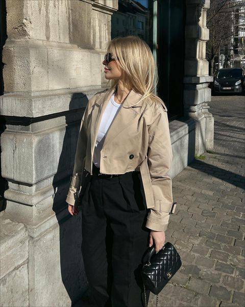 Y2K Grunge Estelle Cropped Trench Coat - Retro 90S Fashion, Summer & Party Outfits