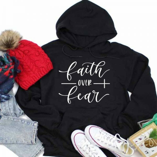 Y2K Grunge Faith Over Fear Hoodie - Retro 90S Fashion, Summer Outfits, And Pastel Goth Style