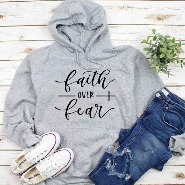 Y2K Grunge Faith Over Fear Hoodie - Retro 90S Fashion, Summer Outfits, And Pastel Goth Style