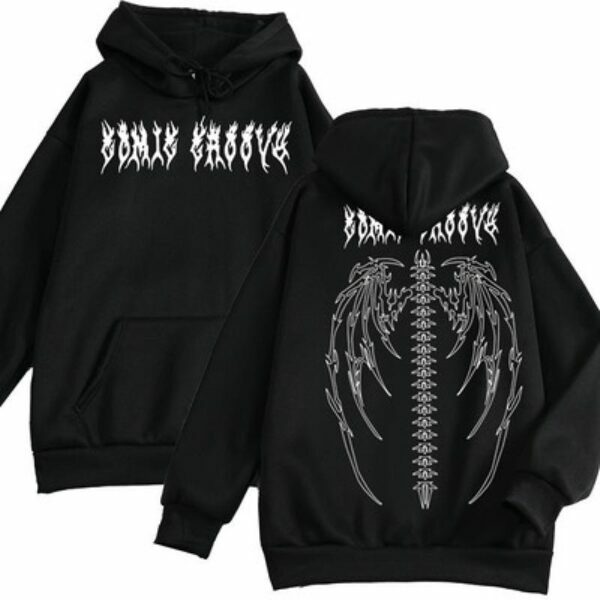 Y2K Grunge Fallen Angel Skeleton Wings Hoodie - 90S Retro Goth Fashion For Women