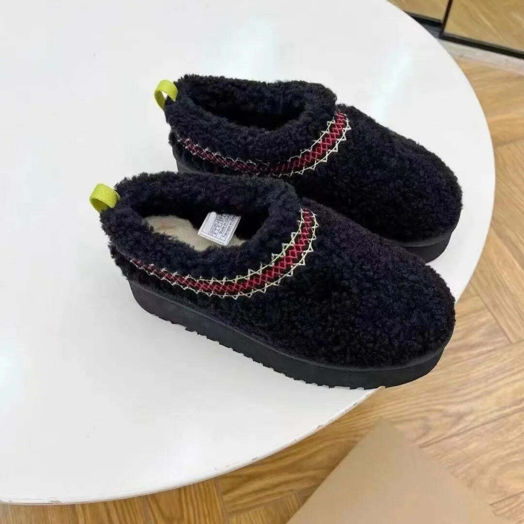 Y2K Grunge Fur Slippers Ankle Boots - Plush Platform Winter Snow Shoes, Retro 90S Fashion