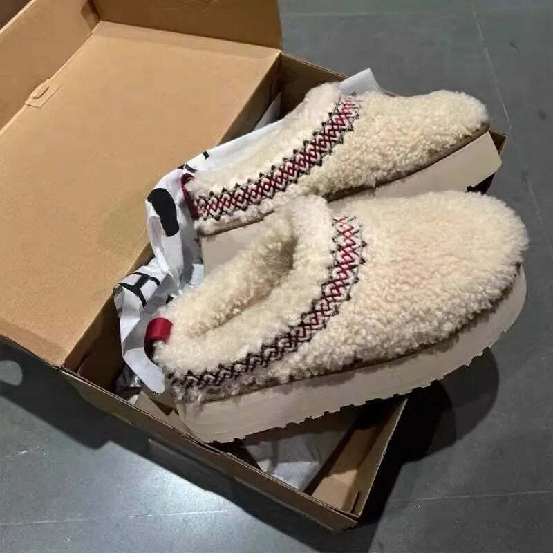 Y2K Grunge Fur Slippers Ankle Boots - Plush Platform Winter Snow Shoes, Retro 90S Fashion