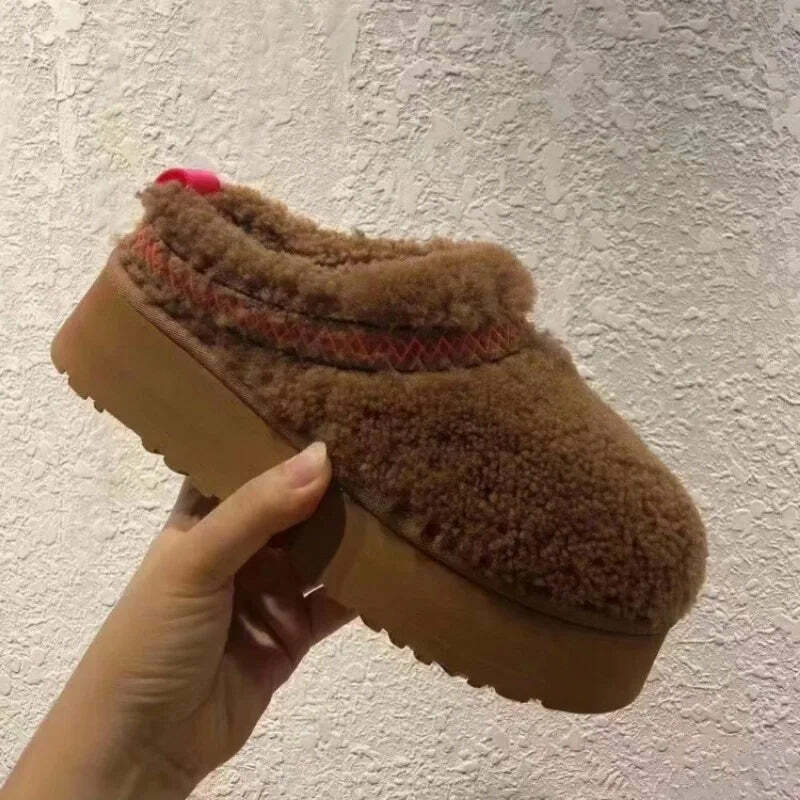 Y2K Grunge Fur Slippers Ankle Boots - Plush Platform Winter Snow Shoes, Retro 90S Fashion