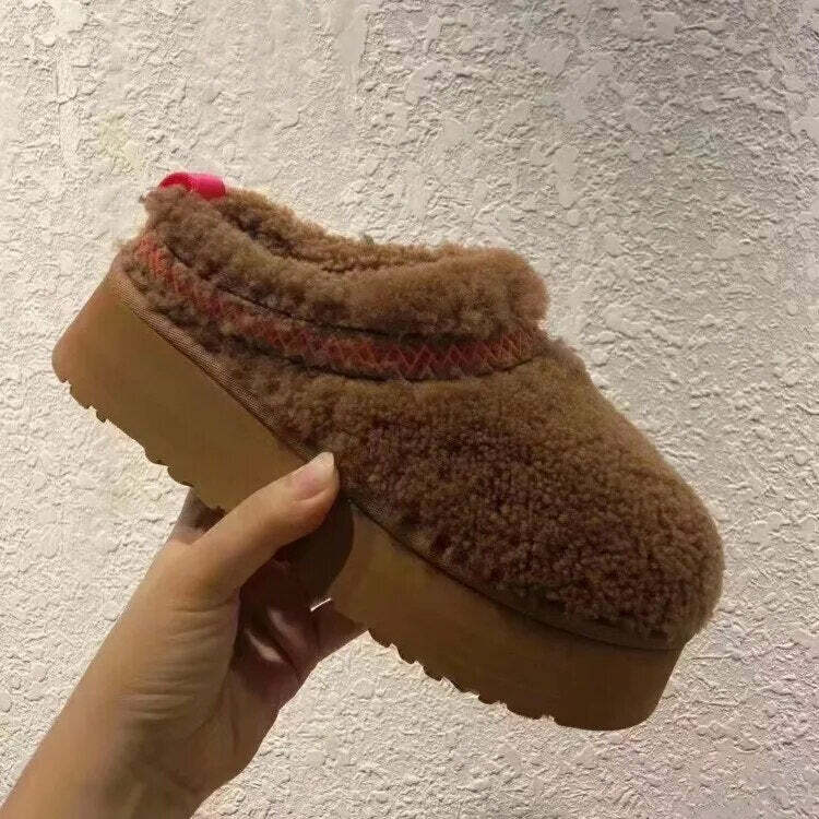 Y2K Grunge Fur Slippers Ankle Boots - Plush Platform Winter Snow Shoes, Retro 90S Fashion