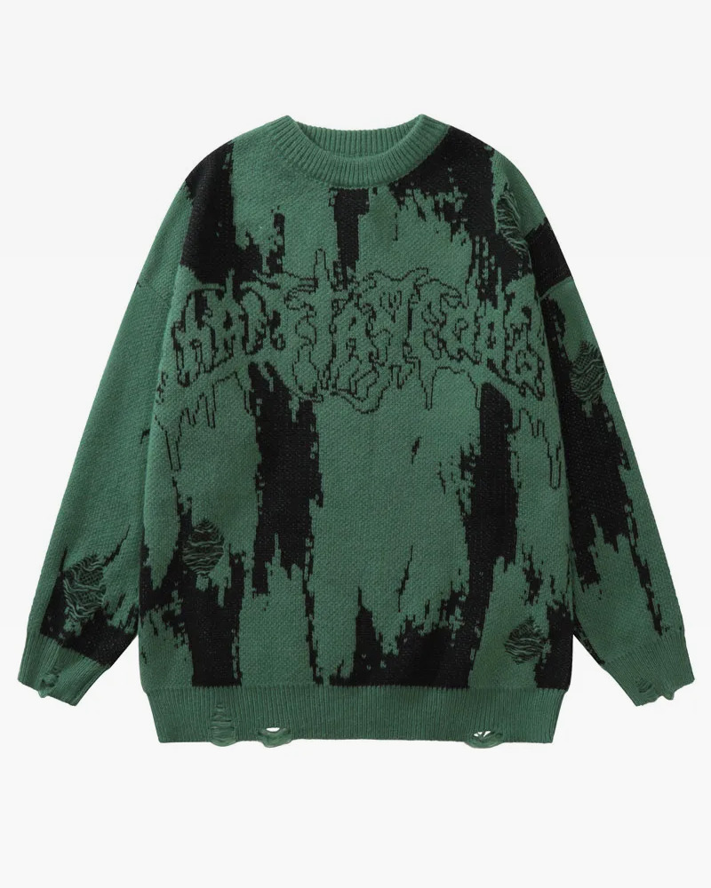 Y2K Grunge Goth Knit Sweater - Retro 90S Fashion, Summer Outfits, And Pastel Goth Style