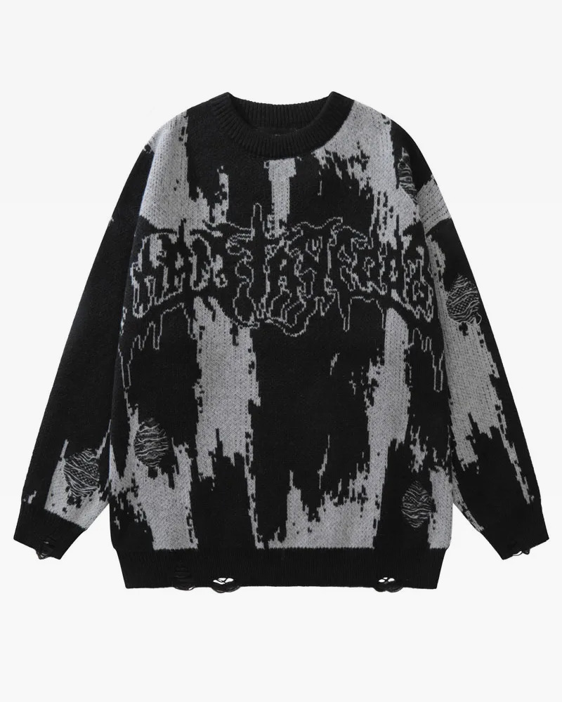 Y2K Grunge Goth Knit Sweater - Retro 90S Fashion, Summer Outfits, And Pastel Goth Style