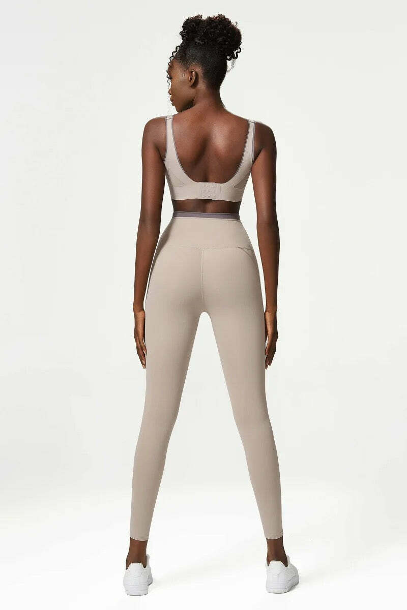 Y2K Grunge Grey Sports Bra And Leggings Set - Retro 90S Summer Outfit, Y2K Fashion Essentials